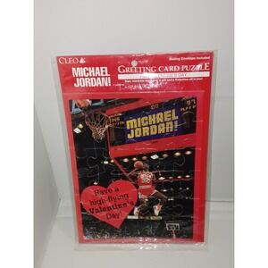 VINTAGE MICHAEL AIR JORDAN 1991 CLEO GREETING CARD PUZZLE NEW NOS VALENTINES DAY